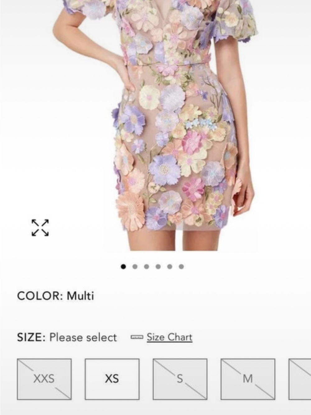 Elliatt Floral Embroidered Mini Dress in Pastel Pink, Lavender, Peach - Picture 3 of 6